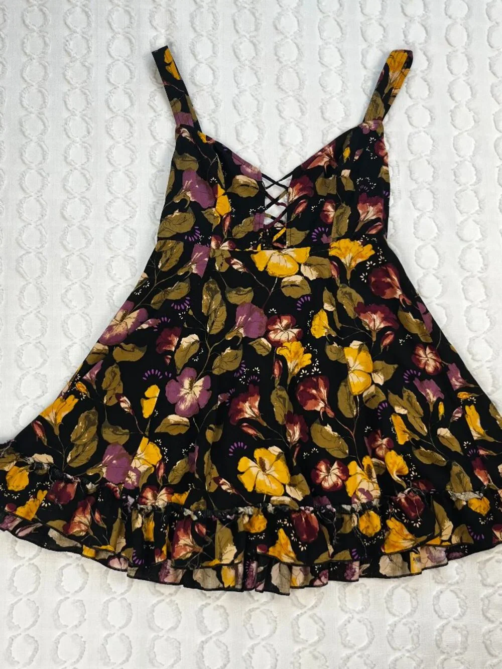 Free People Intimately Women's Floral Print Tunic Mini Slip Dress Size XS Boho
